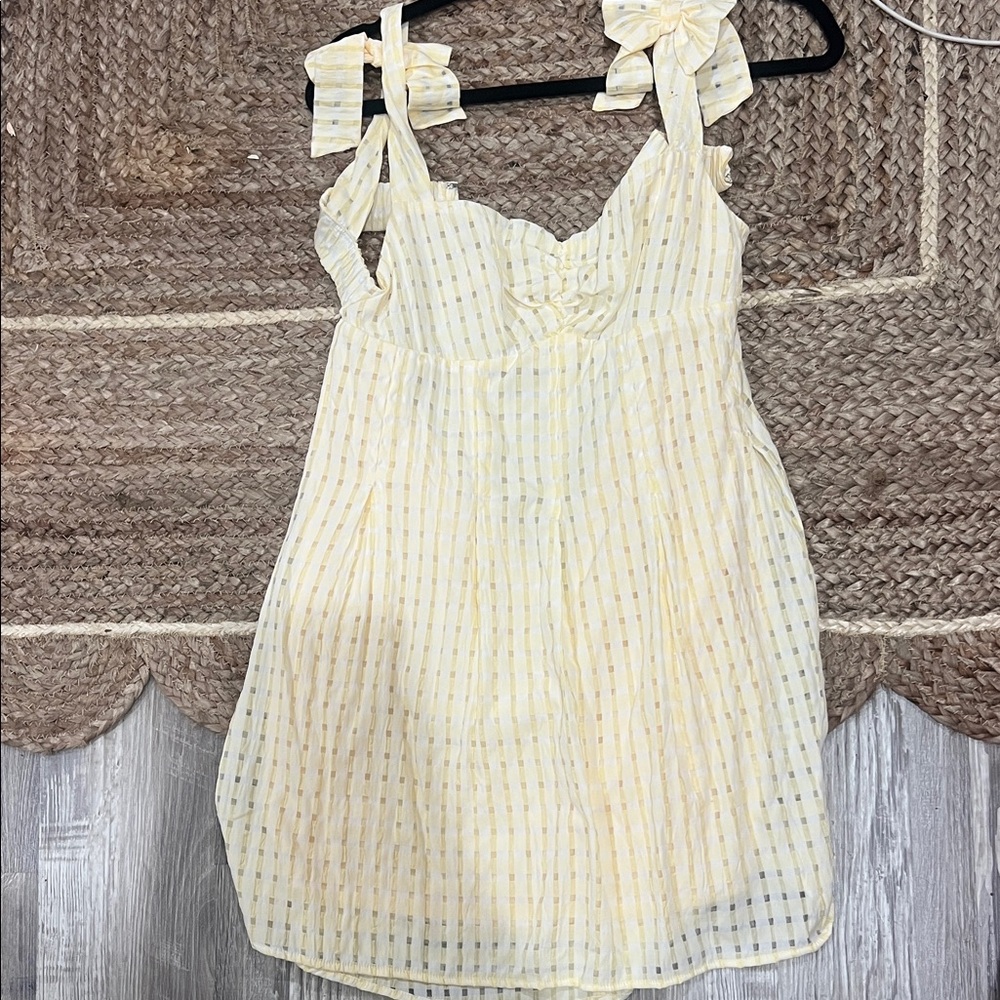 American Threads Yellow Striped Casual Dress